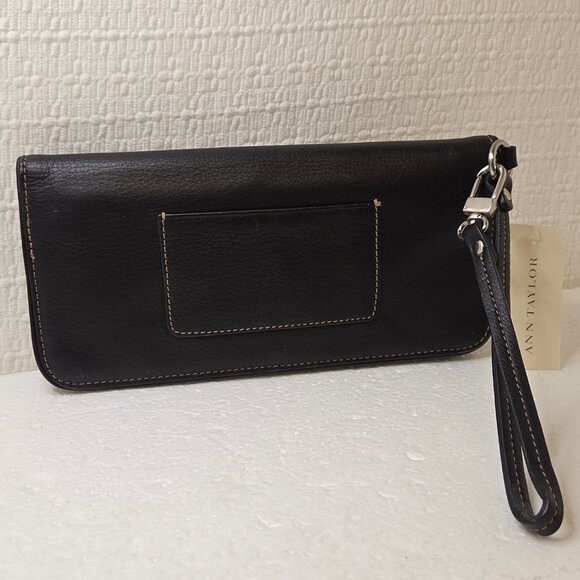 NWT Ann Taylor Black Genuine Leather Bifold Wallet Wristlet - OS - Picture 3 of 12